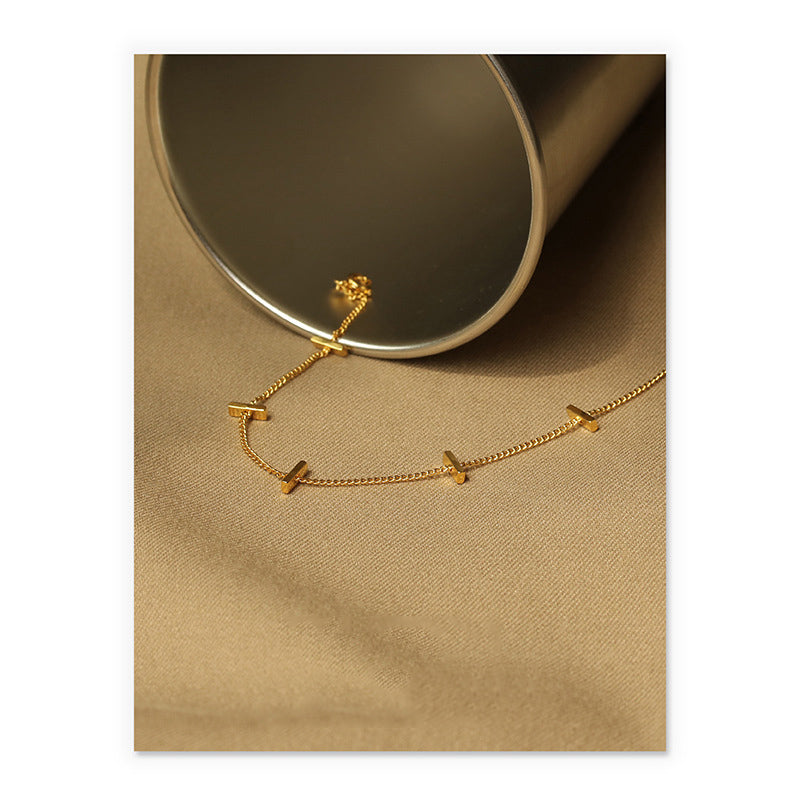 Minimalist Gold Bar Chain Bracelet – Elegant Adjustable Dainty Wrist Jewelry for Women