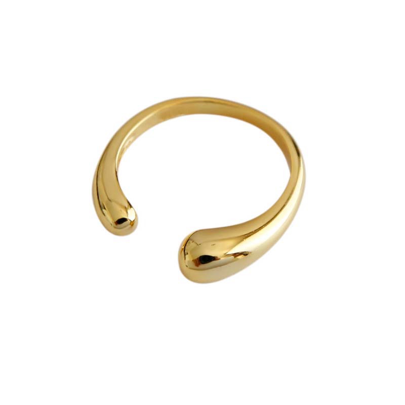 Minimalist Gold Open Cuff Ring – Adjustable Smooth Double-End Statement Ring for Women
