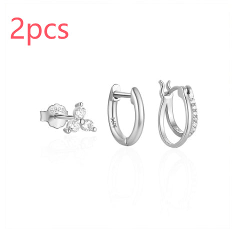 925 Sterling Silver Gold Hoop Earrings Set – Dainty Zirconia Small Huggie & Stud Earrings for Women