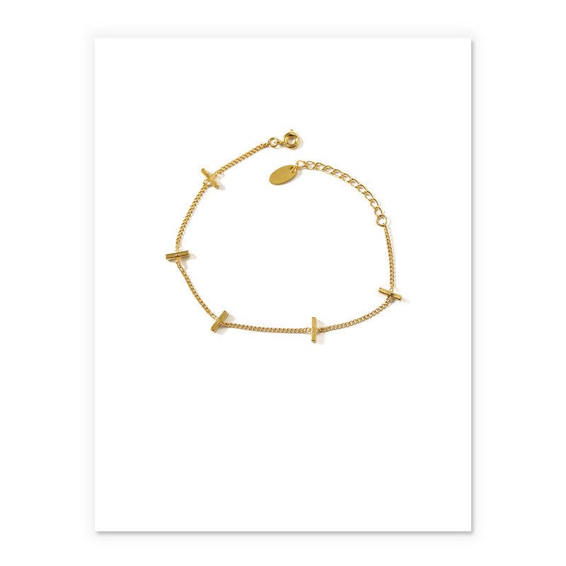 Minimalist Gold Bar Chain Bracelet – Elegant Adjustable Dainty Wrist Jewelry for Women