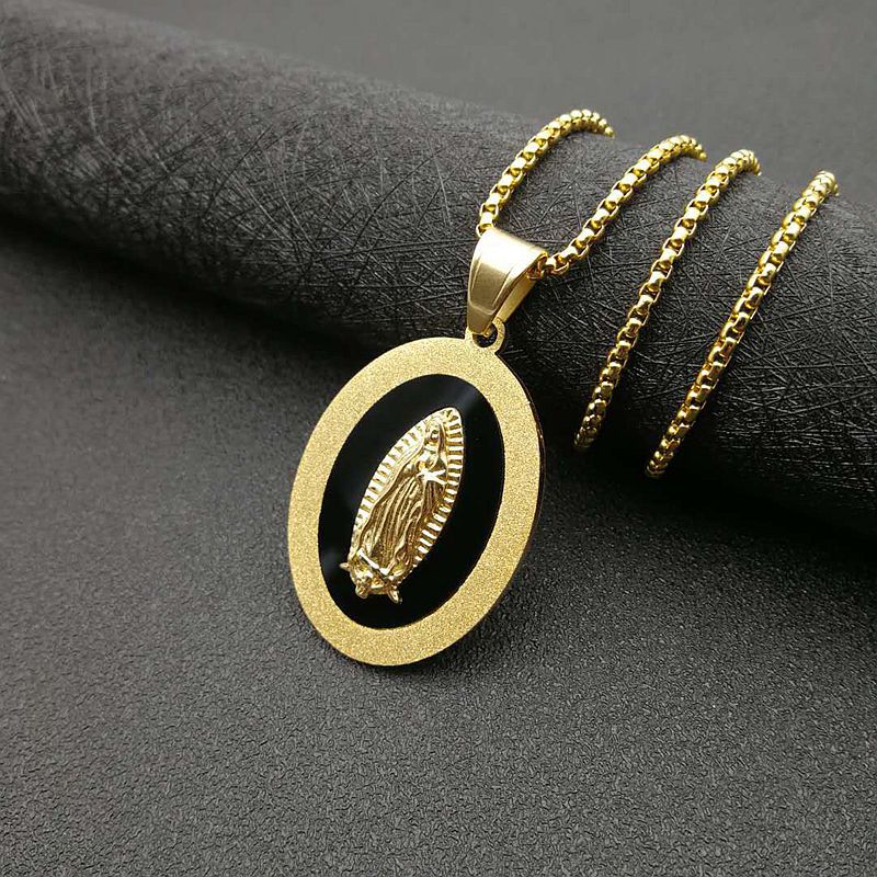 Gold Virgin Mary Medallion Necklace – Our Lady of Guadalupe Religious Faith Pendant Necklace for Women
