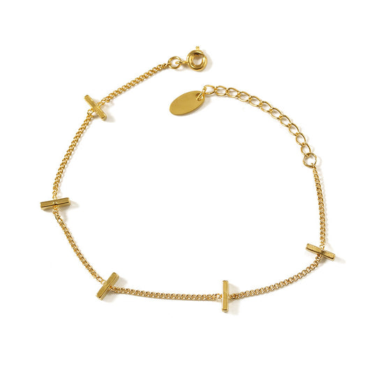 Minimalist Gold Bar Chain Bracelet – Elegant Adjustable Dainty Wrist Jewelry for Women