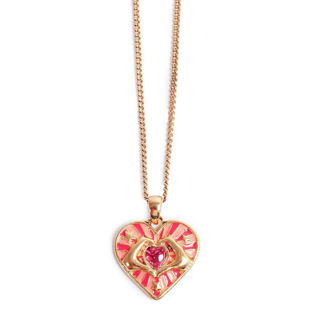 Colorful Enamel Heart Pendant Necklace – Gold Romantic Charm Necklace for Women