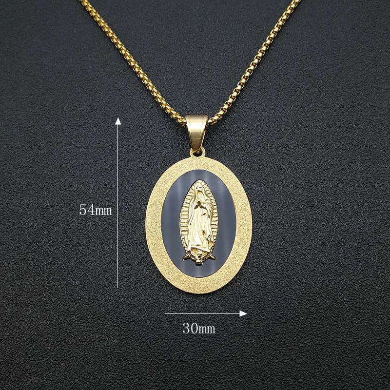 Gold Virgin Mary Medallion Necklace – Our Lady of Guadalupe Religious Faith Pendant Necklace for Women