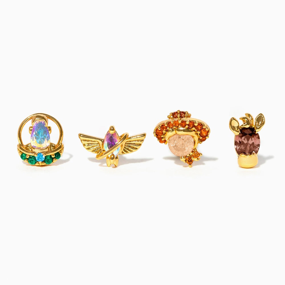 Gold Multi-Stud Earrings Set – Colorful Zirconia Minimalist Ear Stack Jewelry for Women