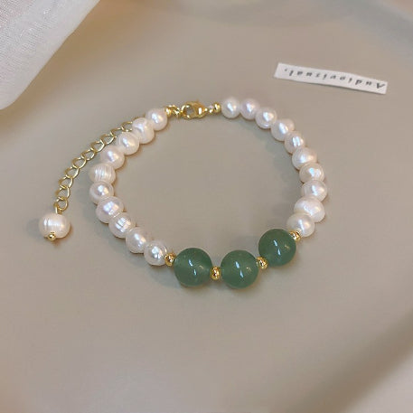 Dainty Pearl Heart Charm Bracelet – Elegant Double Layer Gold Chain Adjustable Bracelet for Women