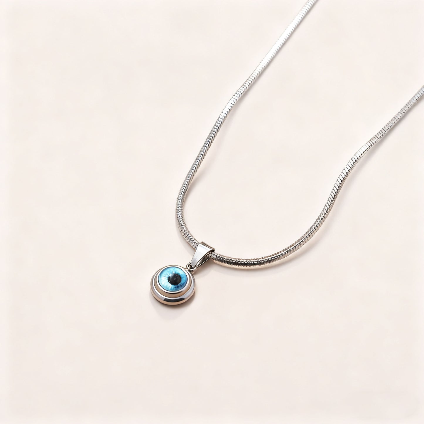 Gold Evil Eye Pendant Necklace – Blue Protection Charm Snake Chain Necklace for Women