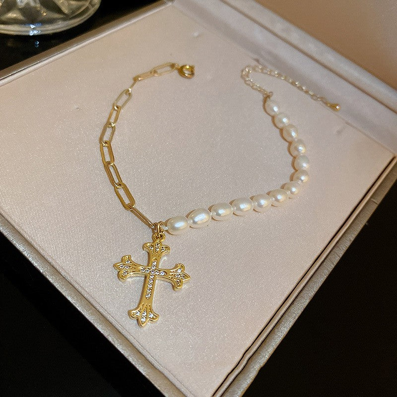 Dainty Pearl Heart Charm Bracelet – Elegant Double Layer Gold Chain Adjustable Bracelet for Women