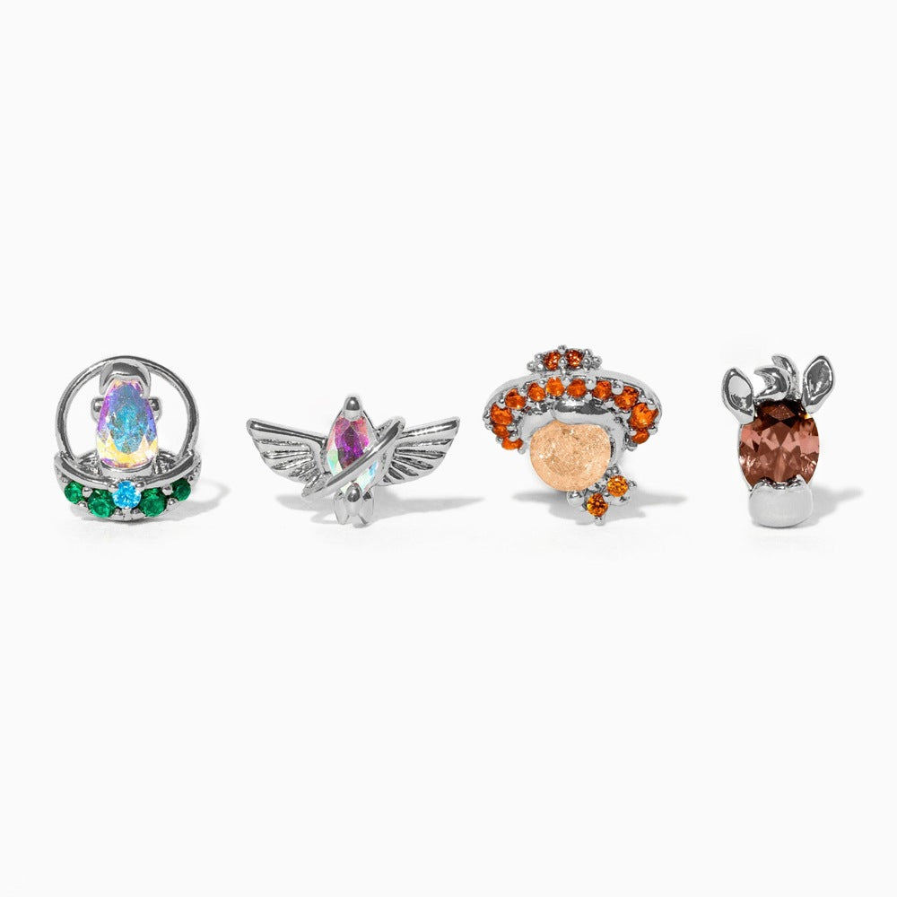 Gold Multi-Stud Earrings Set – Colorful Zirconia Minimalist Ear Stack Jewelry for Women