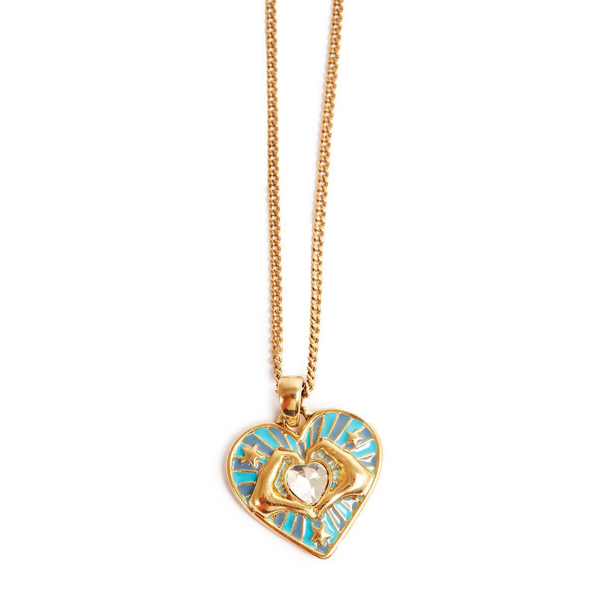 Colorful Enamel Heart Pendant Necklace – Gold Romantic Charm Necklace for Women