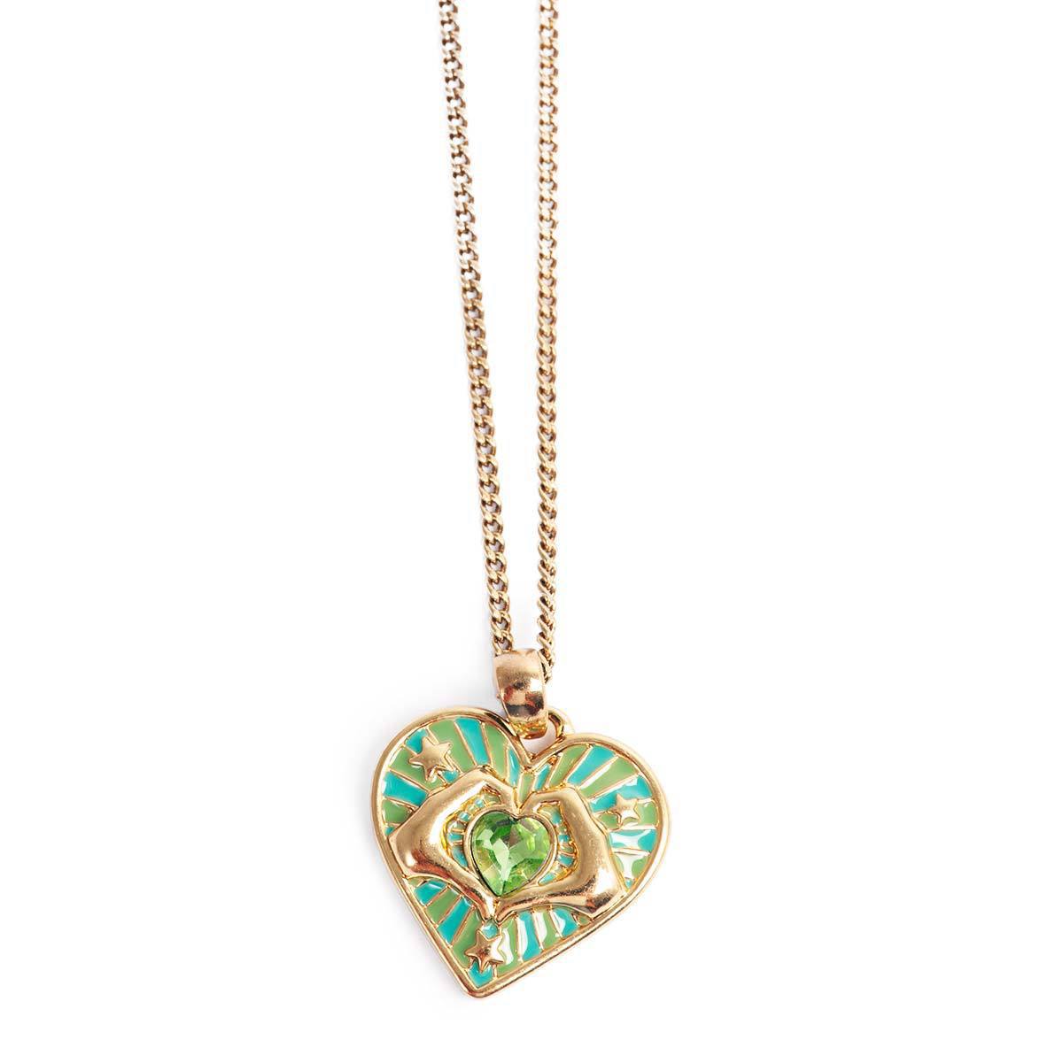 Colorful Enamel Heart Pendant Necklace – Gold Romantic Charm Necklace for Women