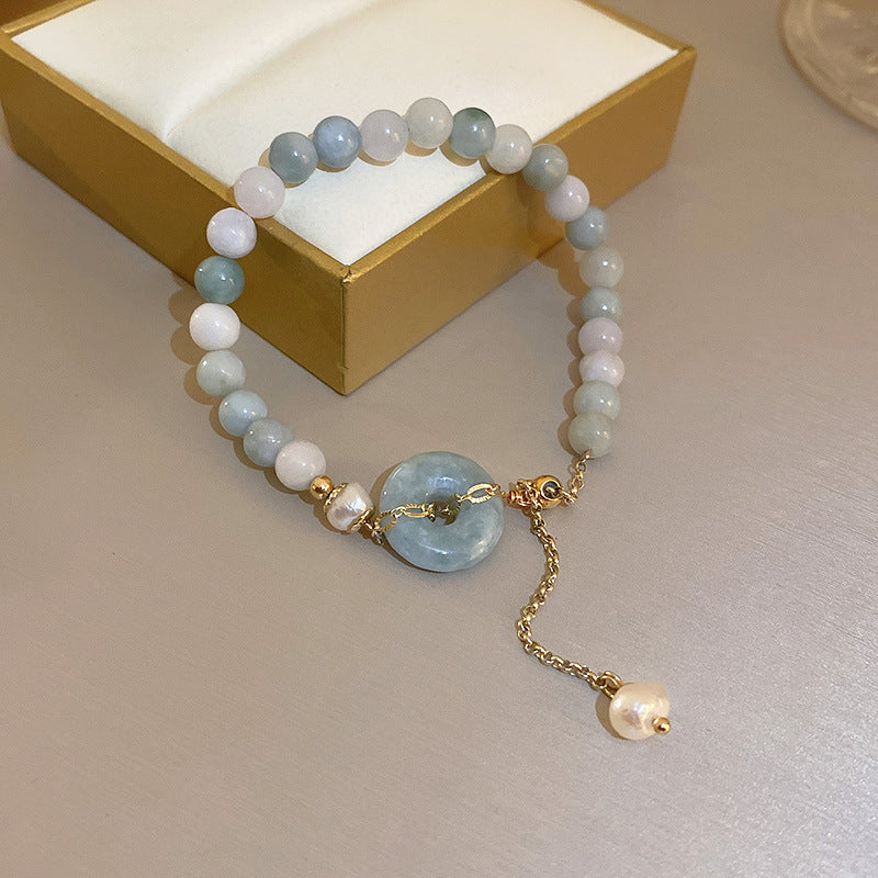 Dainty Pearl Heart Charm Bracelet – Elegant Double Layer Gold Chain Adjustable Bracelet for Women