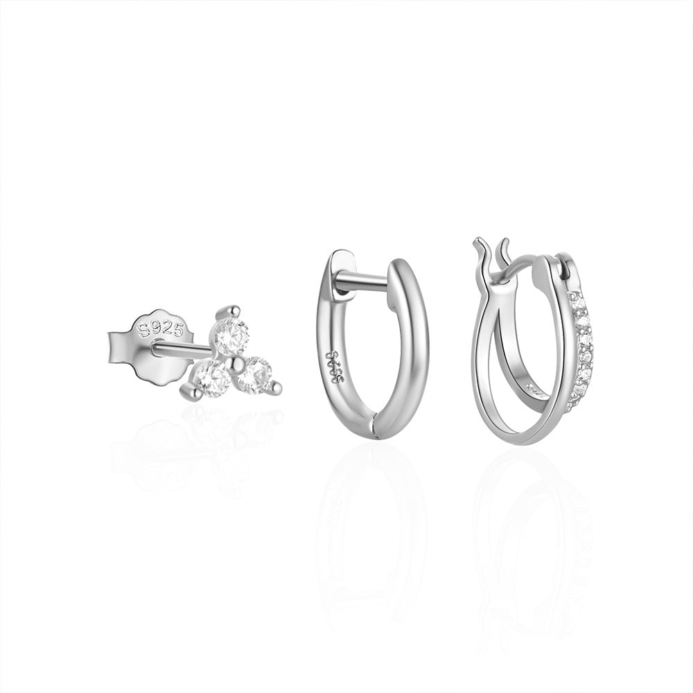925 Sterling Silver Gold Hoop Earrings Set – Dainty Zirconia Small Huggie & Stud Earrings for Women