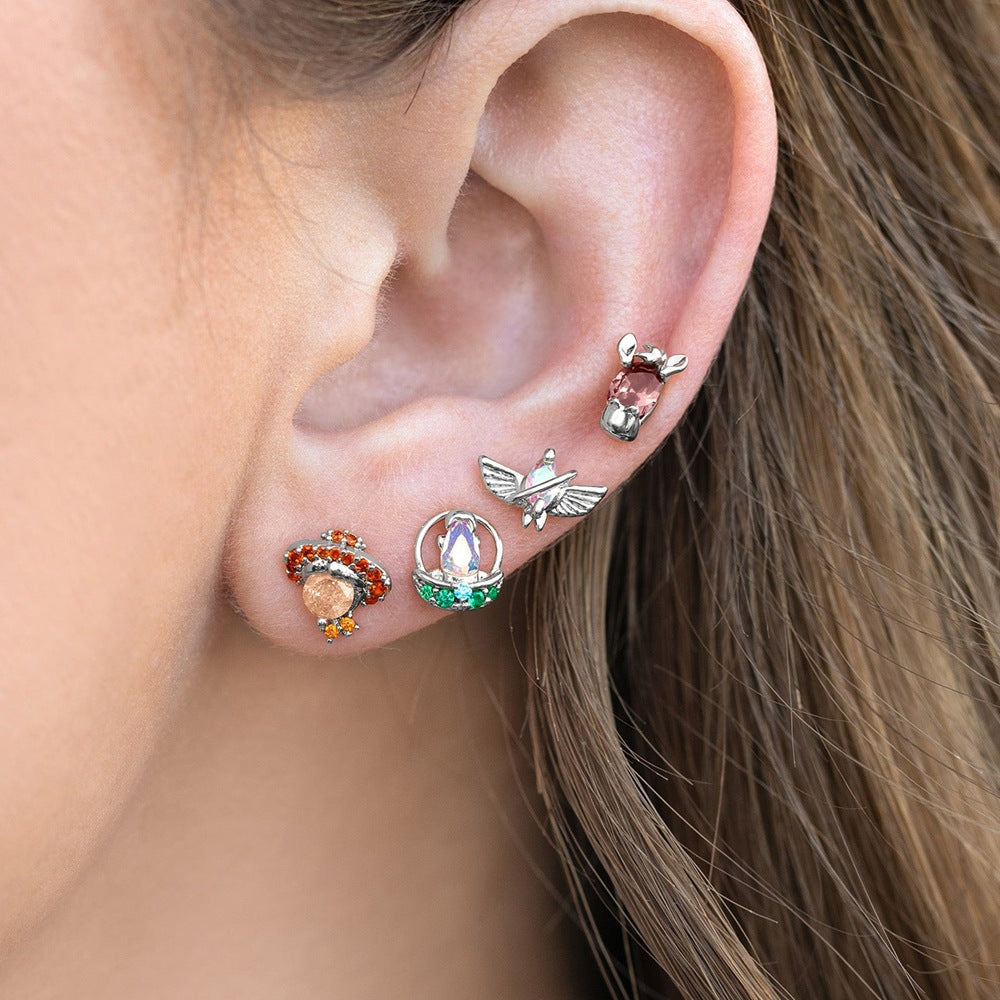 Gold Multi-Stud Earrings Set – Colorful Zirconia Minimalist Ear Stack Jewelry for Women